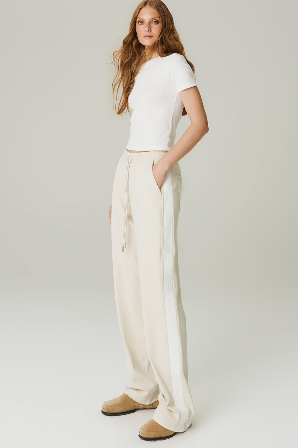 Calça Malha Faixa Natural - HOOD MOOD