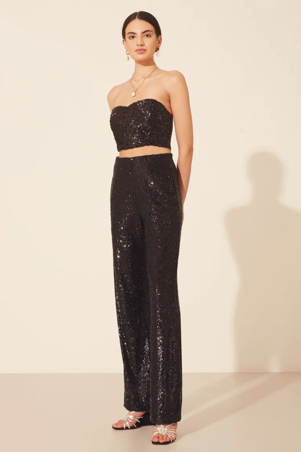 Calça Pantalona Paetê Shine - AMISSIMA