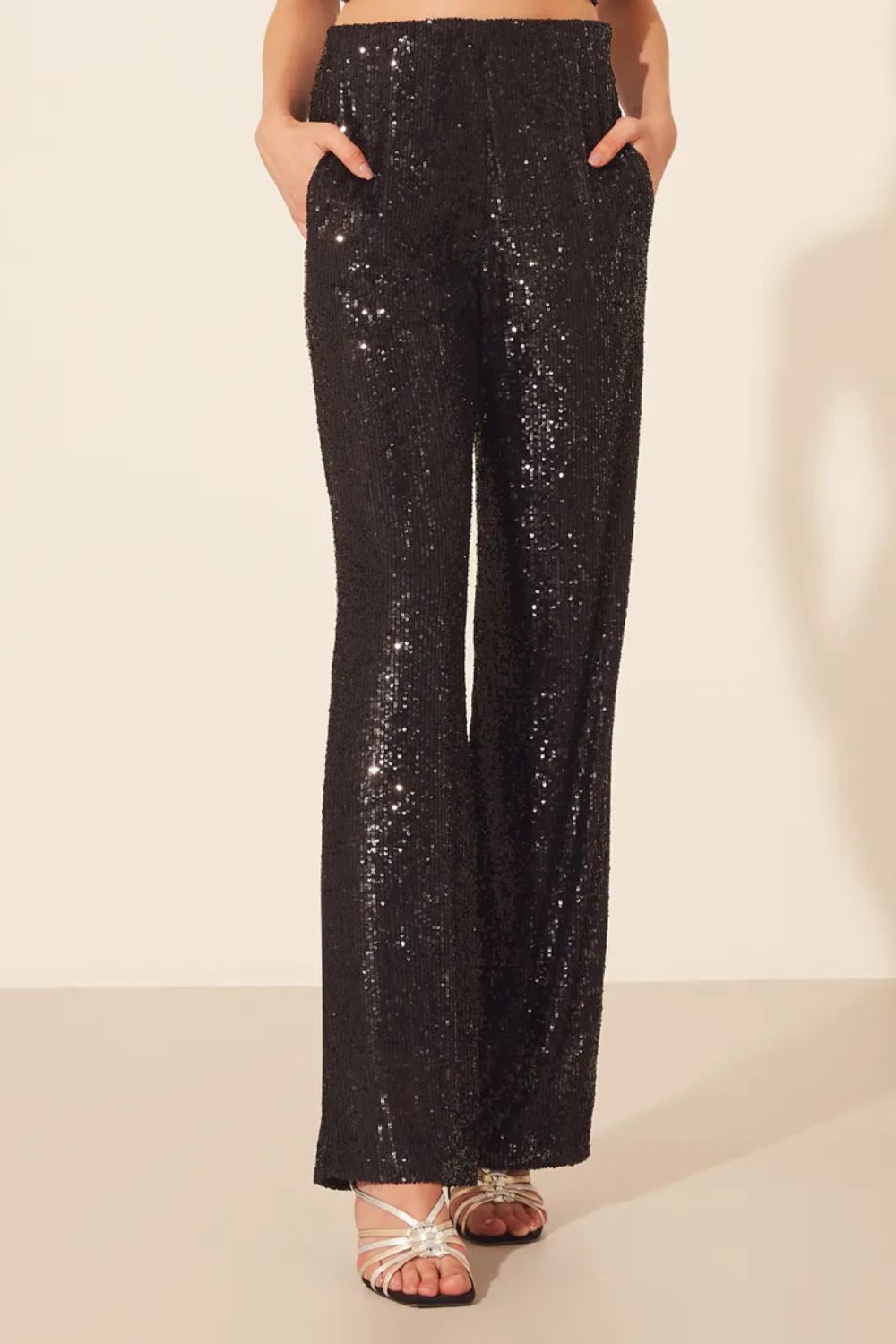 Calça Pantalona Paetê Shine - AMISSIMA