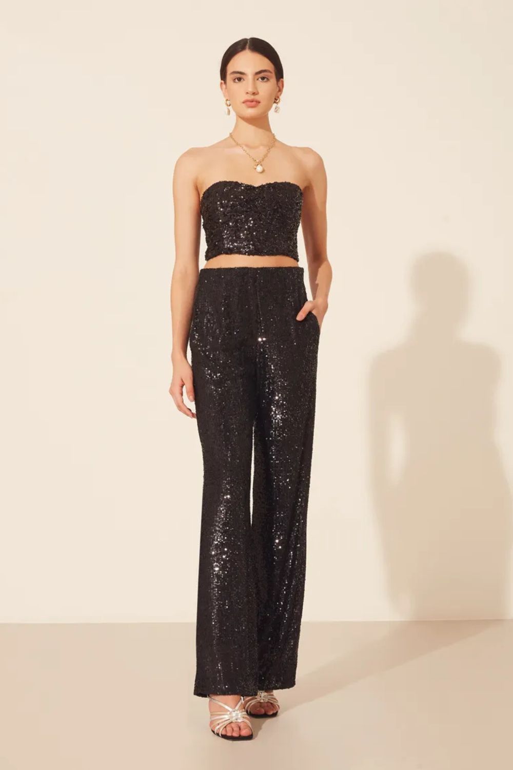 Calça Pantalona Paetê Shine - AMISSIMA